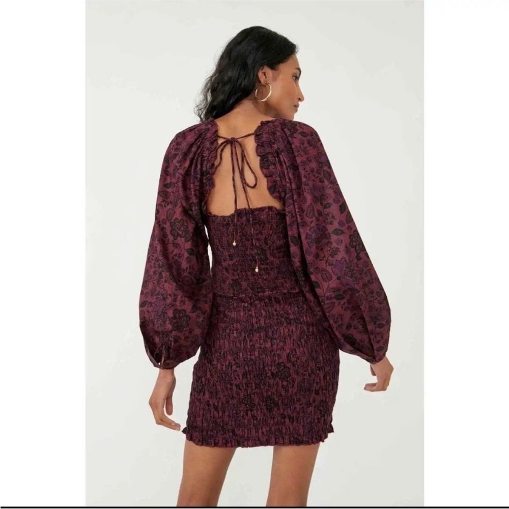 Free People Burgundy Floral Mini Dress